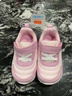 Carters Girls Size 4 Pink Sneakers Soft Soles For Learning To Walk - Image 1 of 3