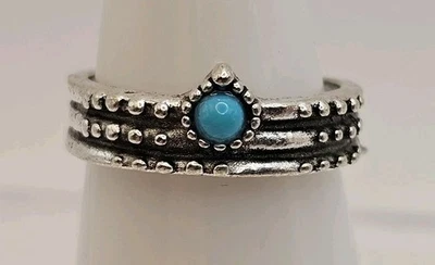 Anillo Disfraz Tono Plata Imitación Turquesa Talla 6 Foto 1 de 4