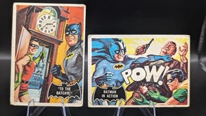 1966 Topps Batman Black Bat Vintage Card Lot (2) #15 POW! & #39 To the Batcave – - Picture 1 of 2