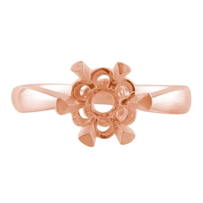 Semi Mount 3.00MM Round Flroal Cluster Ring 925 Sterling Silver Rose Plated Ring - Image 1 of 4