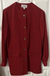 Vintage Papell Petites Adrianna Papell rote Bluse Oberteil Knopfleiste Damengröße 4P - Bild 1 von 9