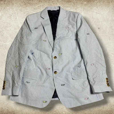 Vineyard Vines Kentucky Derby Seersucker Blazer Men’s 40 R Embroidered Whale - Image 1 of 4