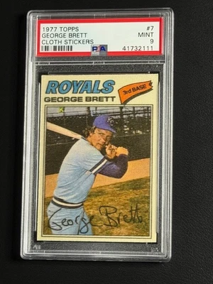 1977 TOPPS CLOTH STICKERS PSA 9 MINT #7 GEORGE BRETT ROYALS HOF - Image 1 of 2