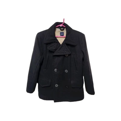 Chaqueta Gap Niños XL 12 Negro Ancla Logo Doble Pecho Mezcla Lana Abrigo Guisante Foto 1 de 4