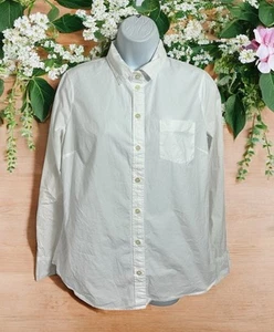 J.Crew Factory weißes Hemd aus Baumwoll-Popeline mit Knopfleiste Gr. M Langarm minimalistisch - Bild 1 von 7