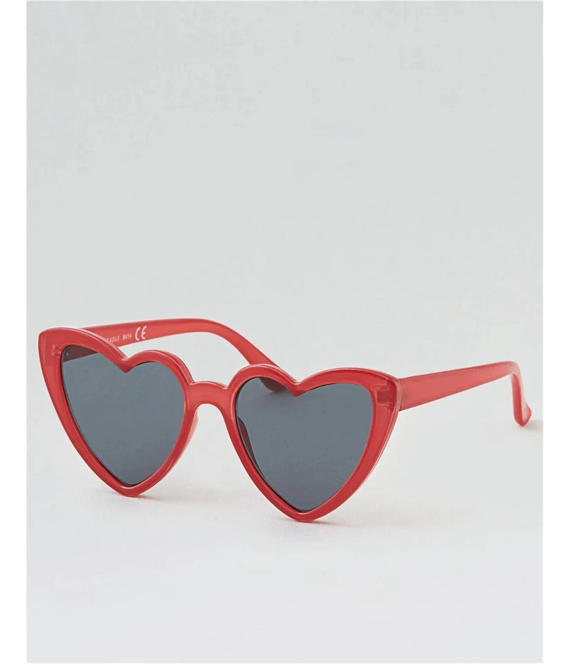 Gafas de sol American Eagle para mujer con marco de ojo de gato con corazón, rojas Foto 1 de 1