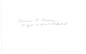Marion Owens Signed Index Card WWII Ace 2 - Picture 1 of 1