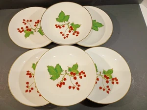 Plato de ensalada/postre de bayas de acebo de Navidad (juego de 6) en muy buena condición - Imagen 1 de 7