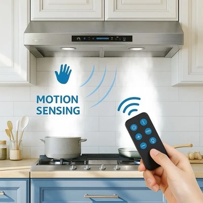 HISOHU 30 Inch Cabinet Range Hood 900-CFM Gesture Sensing Touch Control Stainless Vent