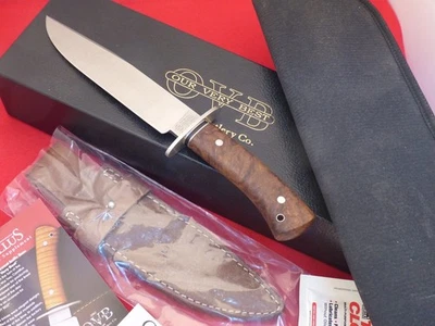 Jerry Fisk OVB Camillus mint in box fiddleback walnut fixed blade Bowie knife - Image 1 of 4