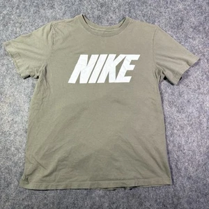 Nike Logo Short Sleeve Shirt Men's Large Olive Green Casual Workout Gym Outdoor - Picture 1 of 8