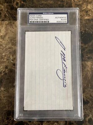 Juan Manuel Fangio PSA Authentic Signed Auto! 5x F1 Champion, The Greatest? - Image 1 of 3