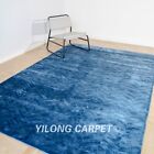 6.6&#39;x9.5&#39; Loom Knotted Wool Silk Carpet Blue Home Office Modern Area Rug HL19