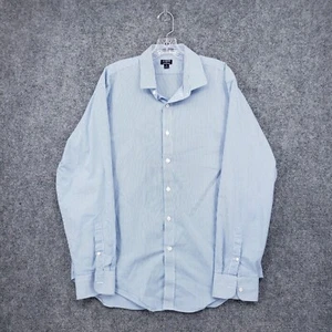 J Crew Dress Shirt Men XL Blue Slim Fit Performance Button Up Long Sleeve Stripe - Picture 1 of 11
