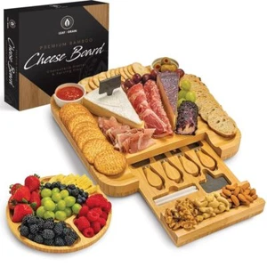 Charcuterie Board Set  Premium Bamboo Cheese Board – Elegant Cheese Platter - Picture 1 of 6