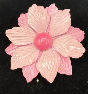 Bellissima spilla fiore smaltata rosa bicolore vintage Flower Power anni '60 - Foto 1 di 3