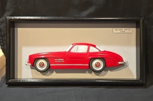 MERCEDES-BENZ 300 SL 1954 SHADOWBOX DISPLAY WALL HANGER ART ~16" x 8" All Wood - Picture 1 of 14
