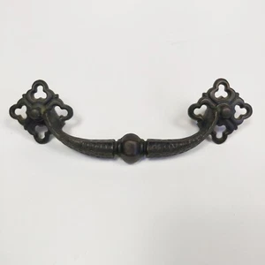 Large Vintage Gothic Cathedral Style Drawer Pull Ornate Brass Bronze 5.5” c-c - Picture 1 of 7