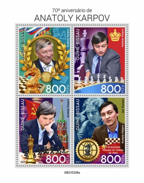 Guinea-Bissau - 2021 Chess Champ Anatoly Karpov - Stamp Souvenir