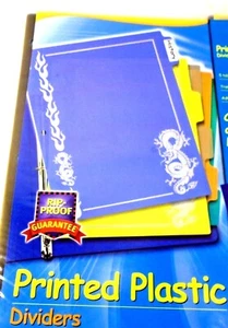 3 New Packs Dragon Design Avery Printed Plastic Dividers 5 Tabs 81823  - Picture 1 of 2
