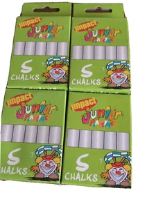 4 x IMPACT Playtime Junior Chalks 5 Chalks Per Packet White School, Party, 5700 - Picture 1 of 3