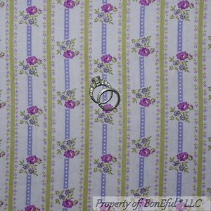 BonEful FABRIC FQ Cotton Quilt Purple Rosebud Flower Ticking Stripe Small Dot TN - Picture 1 of 8