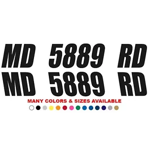 Boat Registration Numbers Decals Stickers Jet Ski Letters Set of 2 Custom 3"x18" - Picture 1 of 6