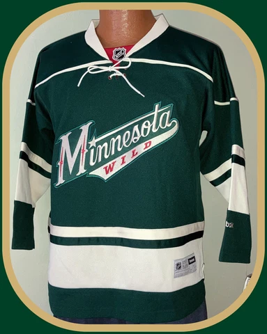 MINNESOTA WILD 2014 REEBOK PREMIER STITCHED YOUTH LARGE/XLARGE GREEN JERSEY NWT Cover