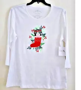 Calza occhiali gatto gattino bianco top natalizio Coral Bay XL manica 3/4 nuove etichette - Foto 1 di 2