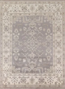 Traditioneller grau/elfenbeinfarbener Oushak indischer Vorleger 8 Fuß x 10 Fuß handgefertigter Wohnzimmerteppich - Bild 1 von 12