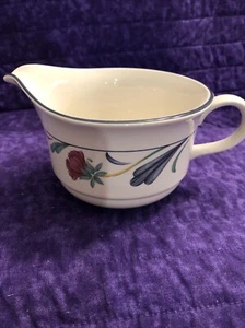 Lenox Poppies on Blue Gravy Open Sauce Boat Pitcher Chinastone - Picture 1 of 1