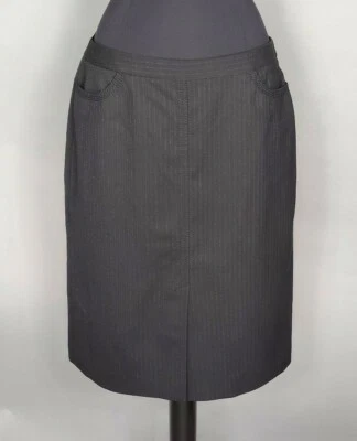 Falda recta BCBG Maxazria negra metálica a rayas bolsillo talla 8 Foto 1 de 4