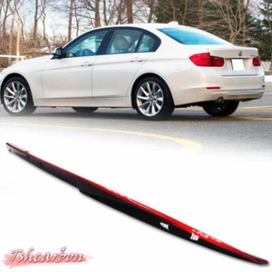 BLACK + RED Line FOR 12-15 BMW F30 P TYPE TRUNK SPOILER Luxury M Sport - Picture 1 of 7
