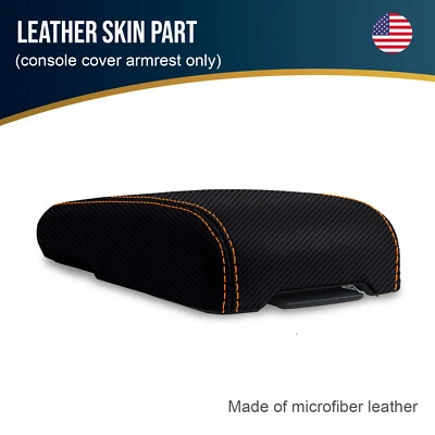 Cubierta de reposabrazos de consola de carbono para Chevrolet Colorado 1995-2005 puntada naranja Foto 1 de 4