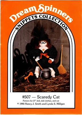 Scaredy Cat Witch Doll Halloween Craft Sewing Pattern by Dream Spinners 507 - Image 1 of 2