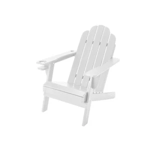 Patio Adirondack Chair Curveback White HDPE with Cup Holder Umbrella Holder - Picture 1 of 11