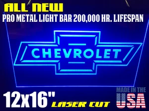 Chevrolet Led Light Sign Bar garage Man Cave You Pick Color LARGE 16x12” - Picture 1 of 8