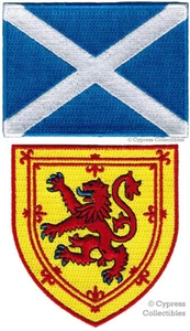 LOTE DE 2 PARCHES BANDERA ESCOCIA HIERRO-EN ESCUDO ARMAS LEÓN ESCOCÉS - Imagen 1 de 3