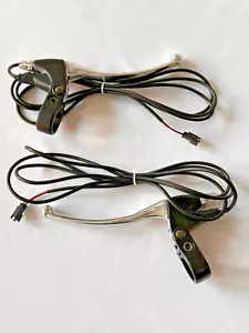 1 Pair 2 Cable Brake Levers E-bike Cut Off Switch Wire Plug Black Silver ebike - Picture 1 of 3