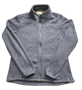 Orvis Jacket Womens Medium Gray Full Zip Fleece Knit Heather Outdoor Layer Warm - Picture 1 of 14