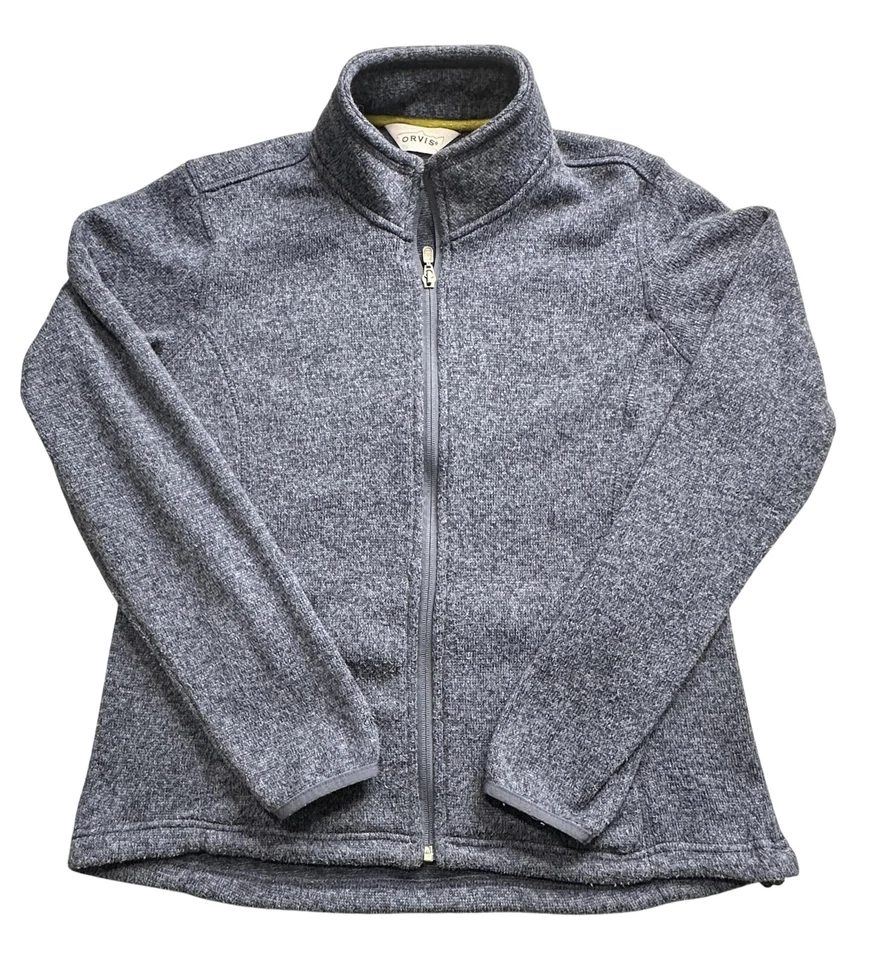 Jaqueta Orvis Feminina Cinza Média Zíper Completo Malha de Lã Urze Camada Externa Quente - Imagem 1 de 4
