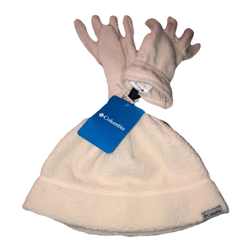 Columbia Boulder Springs Hat and Glove Set Youth Size Large Off White