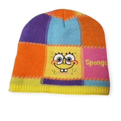 Vintage SpongeBob SquarePants Beanie Hat Cap Youth Girls Yellow Knit Nickelodeon - Image 1 of 3