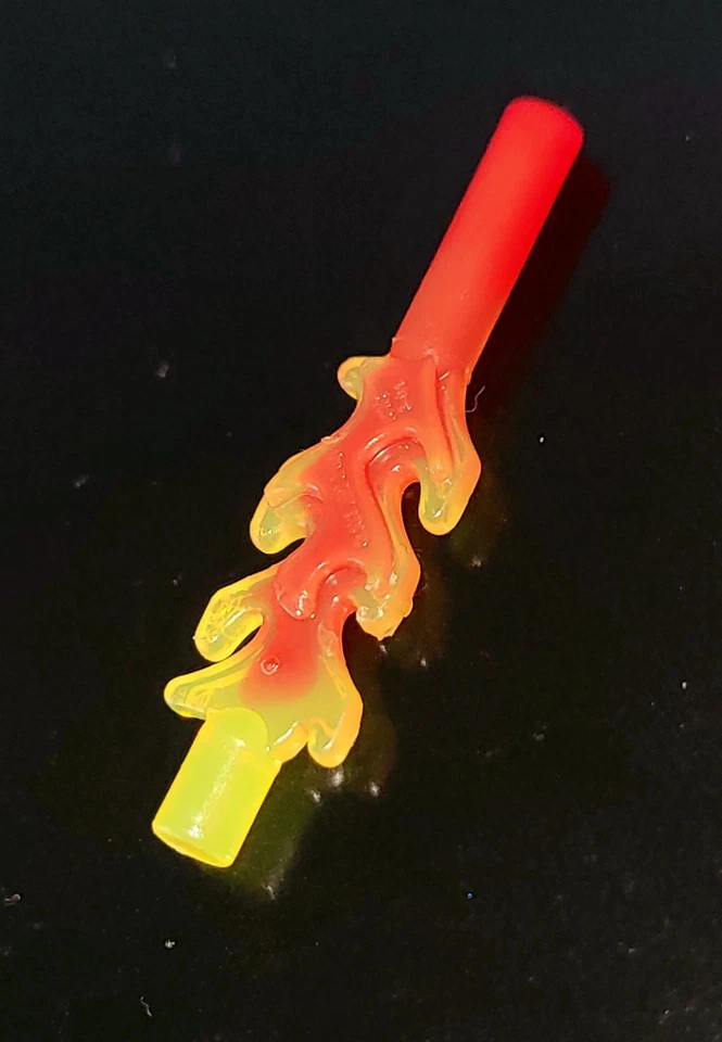 1pc LEGO 16768pb01 Wave Rounded Straight Bar 4L Marbled Trans-Yellow flame - Image 1 of 1