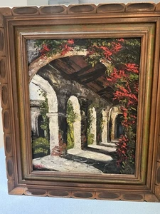 NINA D BUXTON ORIG. OIL CANVAS PAINTING PALLET KNIFE Mission San Juan Capistrano - Bild 1 von 11