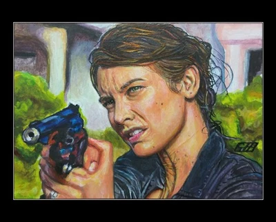 Maggie -The Walking Dead Original Painted Sketch Card ACEO By Gavin Hunt - Image 1 of 2