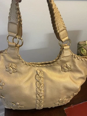 Isabella Fiore Pretty Petals Hand Stitched Leather Organizer  Hobo Tote - Image 1 of 4
