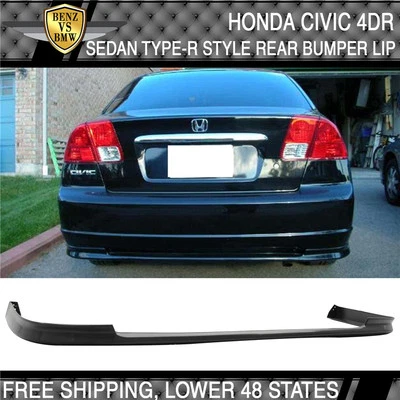 Fit For 01-03 Honda Civic 4Dr Sedan R Type Rear Bumper Lip Spoiler PP — 第 1/4 张图片