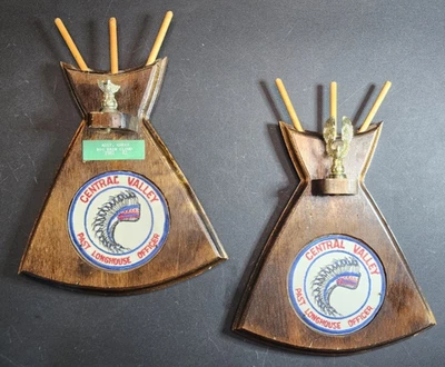 Vtg 1982 CENTRAL VALLEY PAST LONGHOUSE OFFICER Assistant Chief Plaques Yosemite - Image 1 of 4