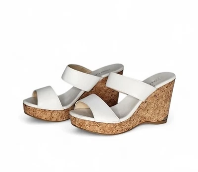 Jimmy ChooParker 两带软木楔形凉鞋白色女式 39.5 码/美国 9.5 码  — 第 1/4 张图片